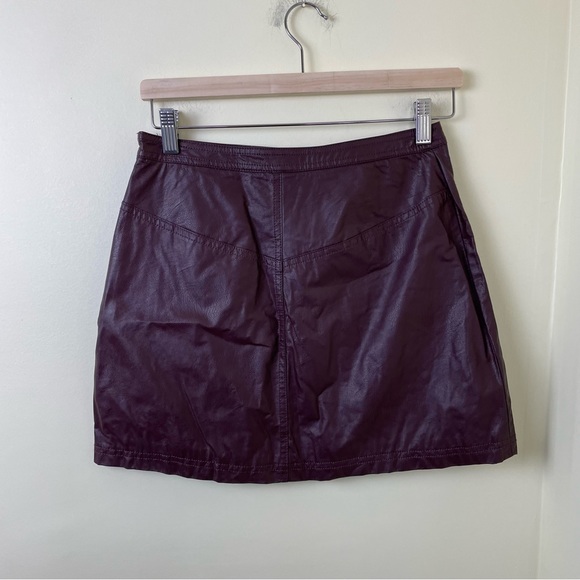 Free People Fake Out Faux Leather Wrap Skirt in Oxblood SZ 4 - Picture 5 of 9